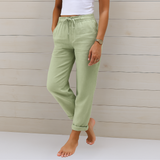 Sara - Pantalones de Lino Premium con Elasticidad