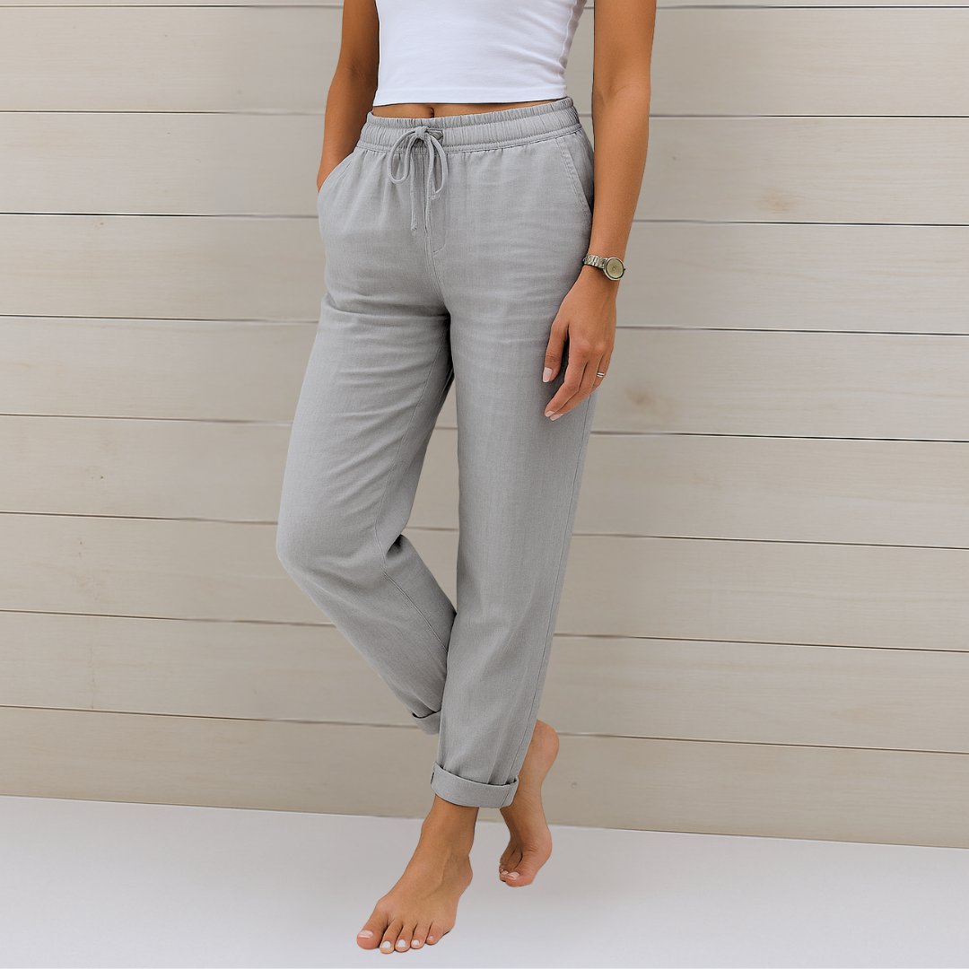 Sara - Pantalones de Lino Premium con Elasticidad