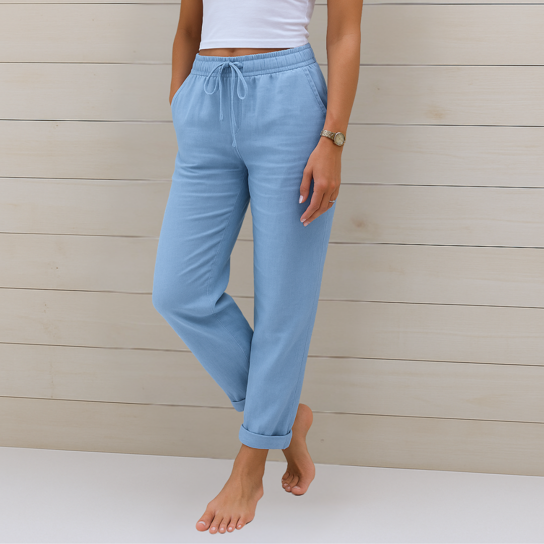 Sara - Pantalones de Lino Premium con Elasticidad