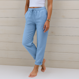 Sara - Pantalones de Lino Premium con Elasticidad