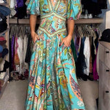 Elizabeth™ | Vestido Maxi Liviano con Mangas Abullonadas y Escote en V