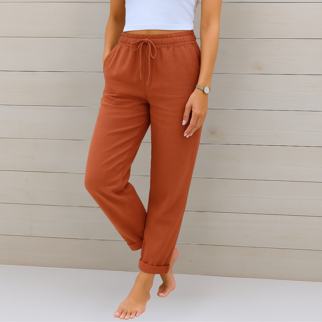 Sara - Pantalones de Lino Premium con Elasticidad