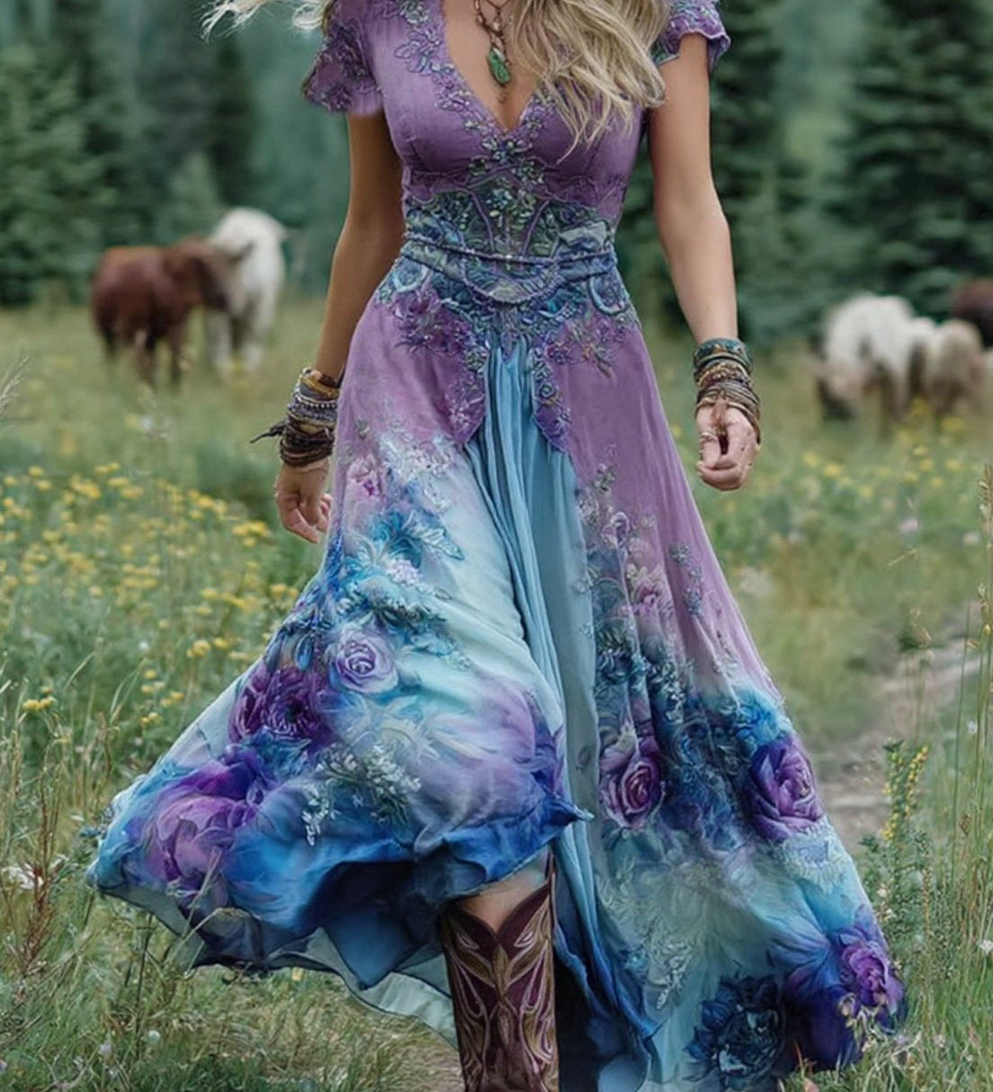 Serena - Vestido Corto Floral Maxi