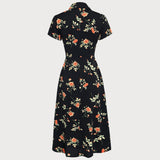 Glória - Vestido Midi Floral en Negro