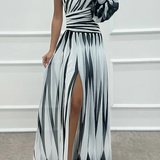 Hazel™ | Vestido Maxi Elegante de Rayas con Hombro al Descubierto