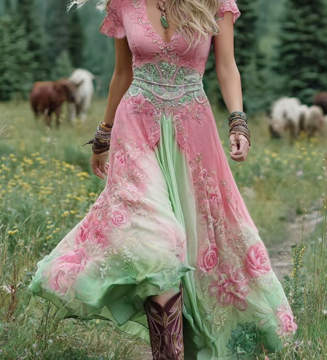 Serena - Vestido Corto Floral Maxi