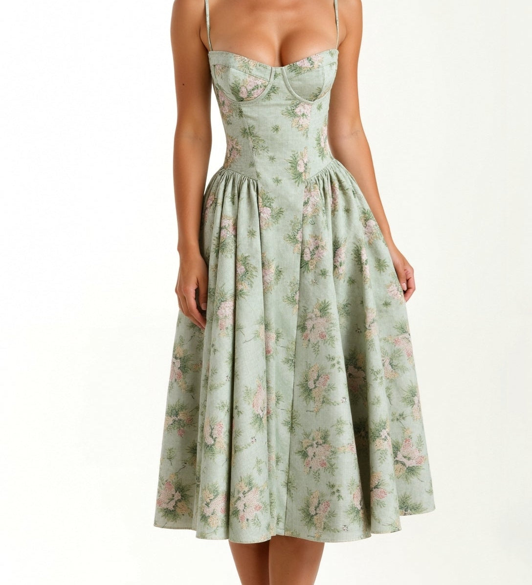 Odete - Vestido midi con corsé definido