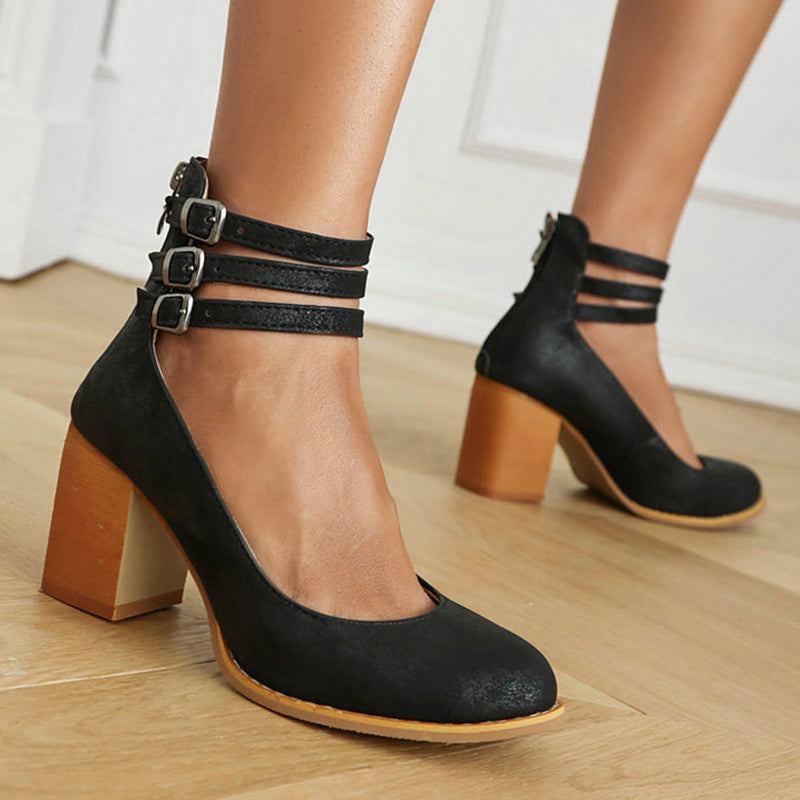 Casilda - Sandalias Planas con Tira en el Tobillo y Suela Gruesa