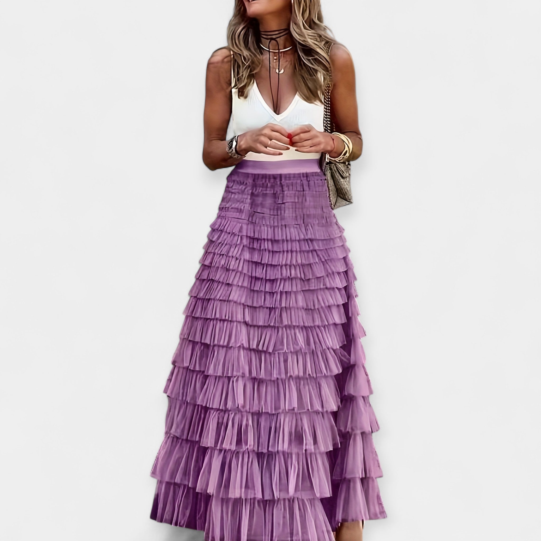Falda Bohemia con Acabado Satinado