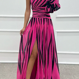 Hazel™ | Vestido Maxi Elegante de Rayas con Hombro al Descubierto
