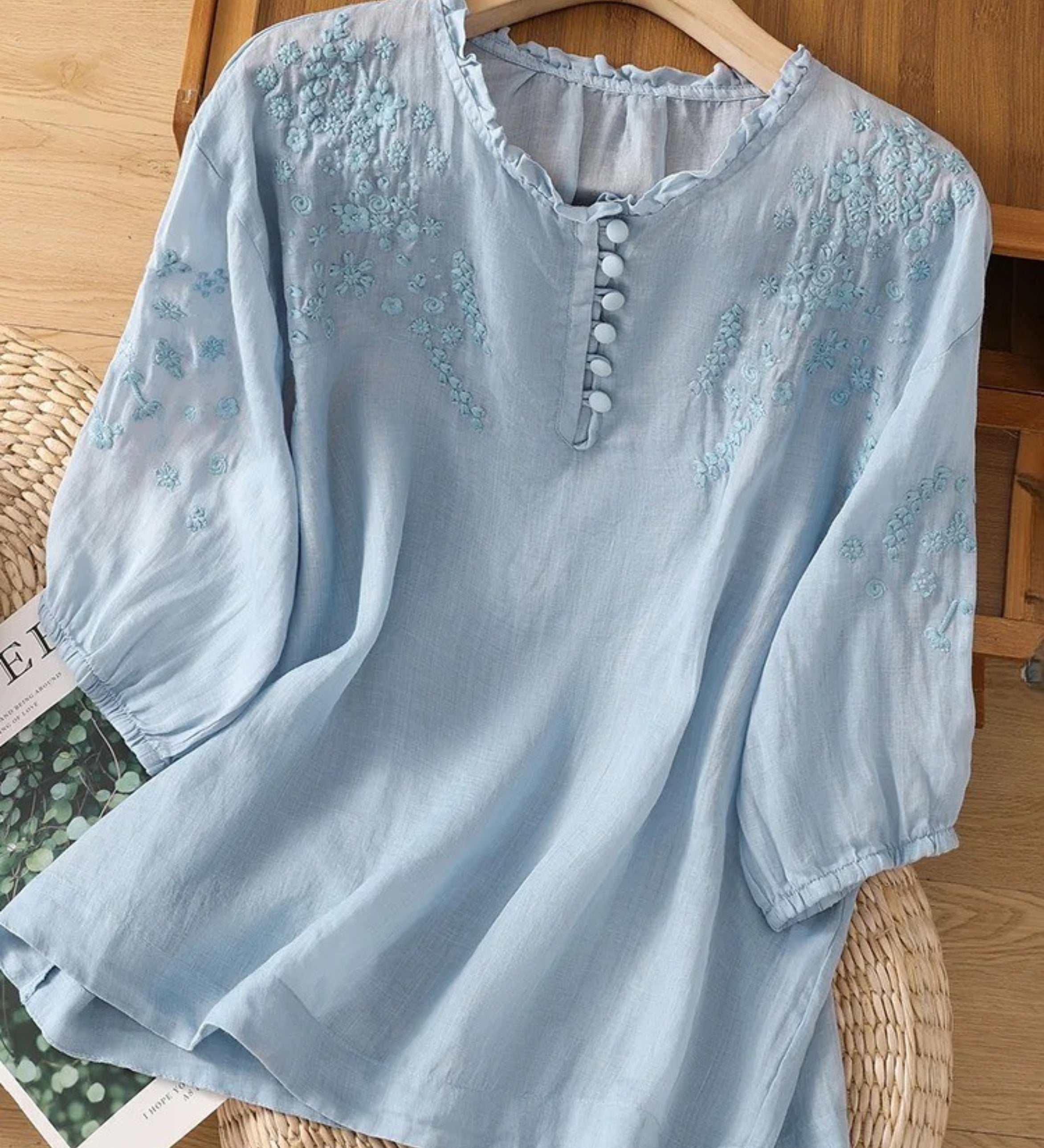 Cassiana - Camisa de Algodón y Lino