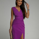 Maud™ | Vestido Chic con Escote en V y Abertura