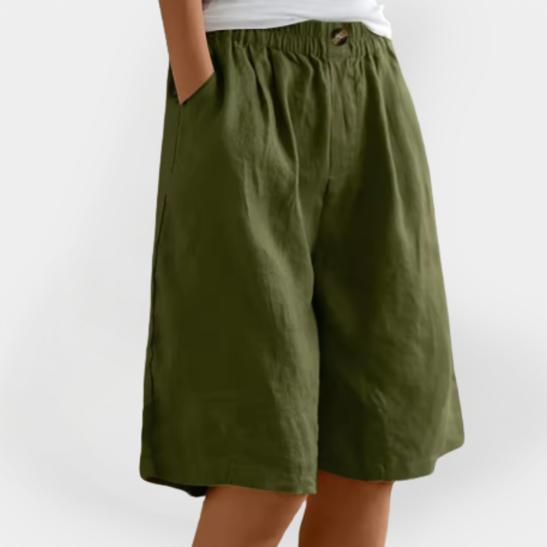 Shorts de Lino con Bolsillos