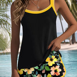 Valeria - Elegante Tankini con Pantalones Cortos Florales