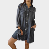 Camisa de mezclilla con cuello tradicional