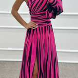 Hazel™ | Vestido Maxi Elegante de Rayas con Hombro al Descubierto