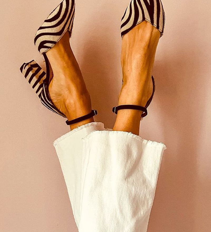 Zebrina - Sandalias de tacón medio con diseño de cebra