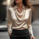 Inês - Blusa de Satén Elegante con Escote Sutil
