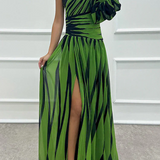 Hazel™ | Vestido Maxi Elegante de Rayas con Hombro al Descubierto