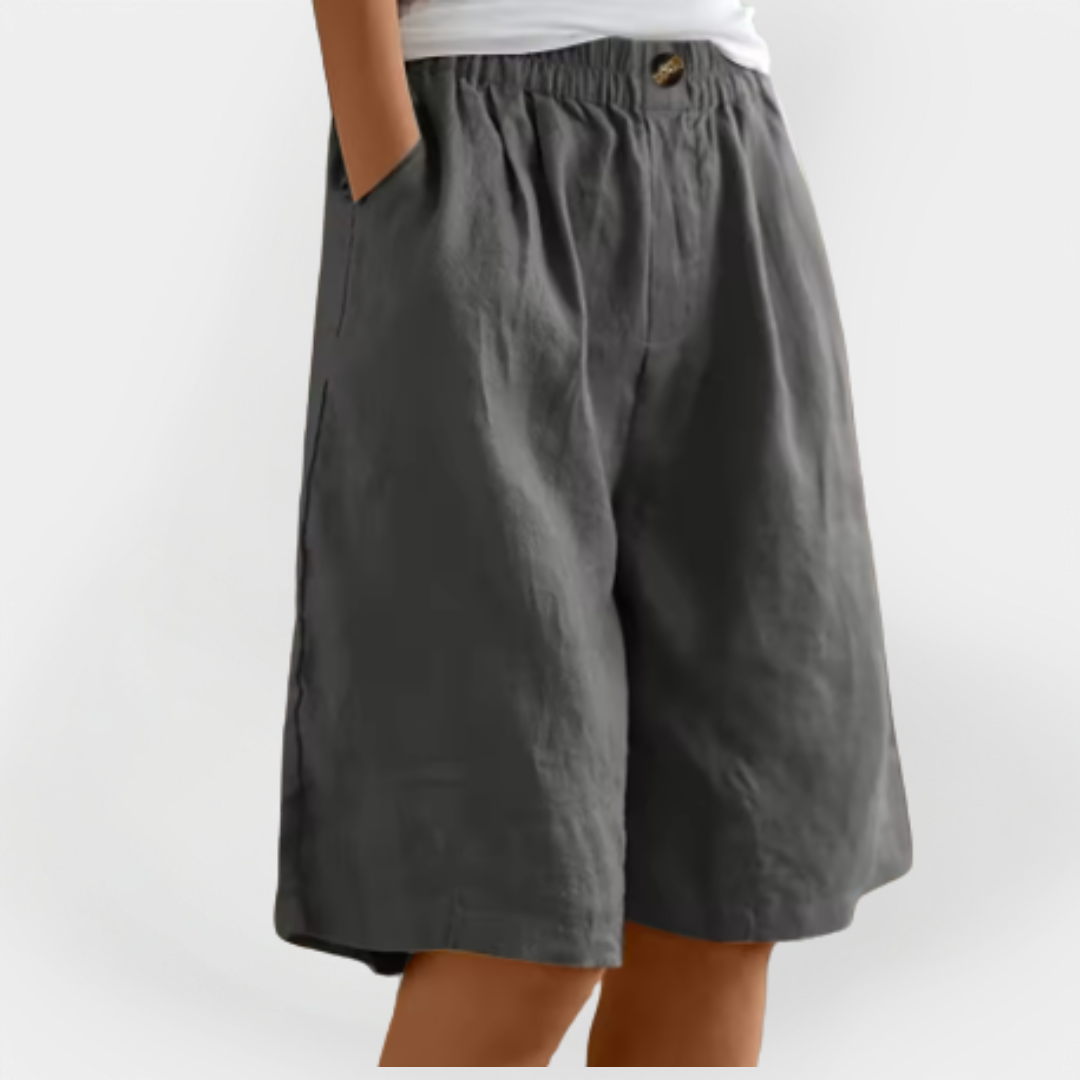Shorts de Lino con Bolsillos
