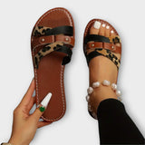 Jenevra - Sandalias de leopardo con tiras entrelazadas