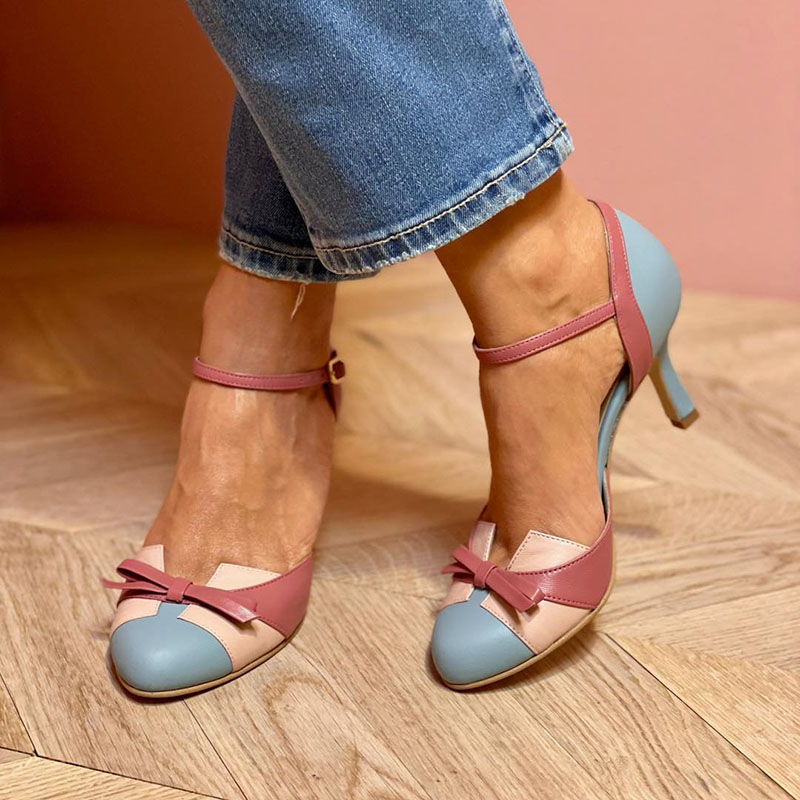 Bellarosa - Sandalias coloridas con nudo y tiras, diseño de puntera redonda