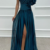 Hazel™ | Vestido Maxi Elegante de Rayas con Hombro al Descubierto