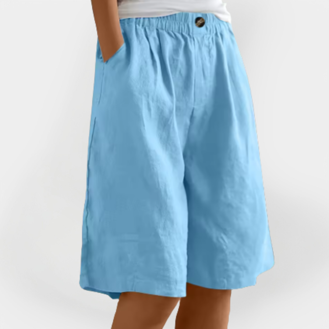 Shorts de Lino con Bolsillos
