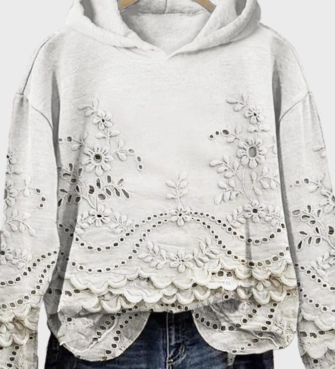 Sudadera con Capucha de Encaje Elegante
