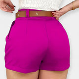 Shorts Plisados de Cintura Alta