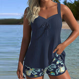 Carla - Bañador de Rayas con Pantalones Cortos de Playa