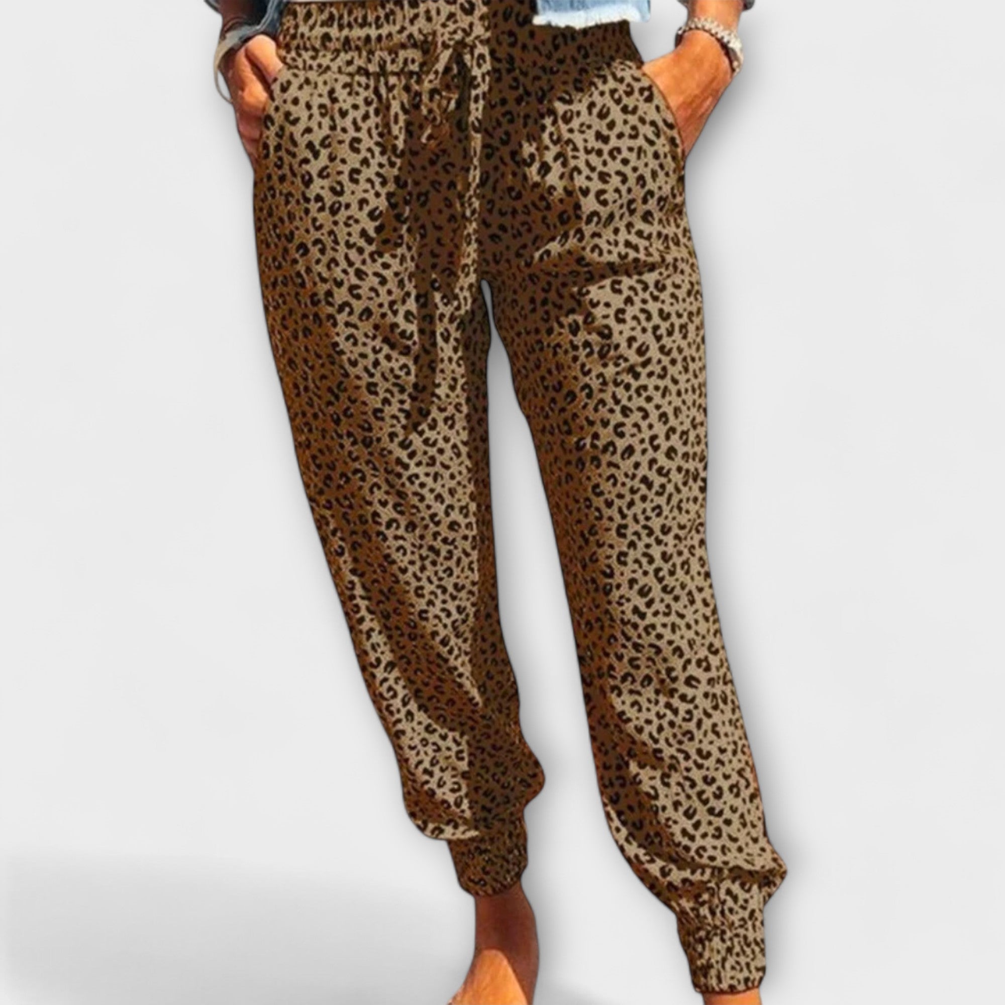 Felicidad - Pantalones de Leopardo de Pierna Ancha