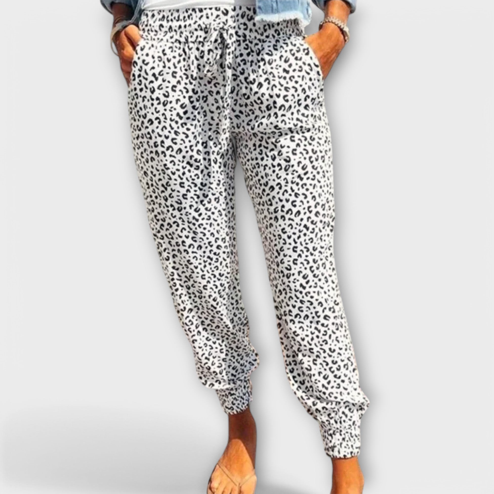 Felicidad - Pantalones de Leopardo de Pierna Ancha
