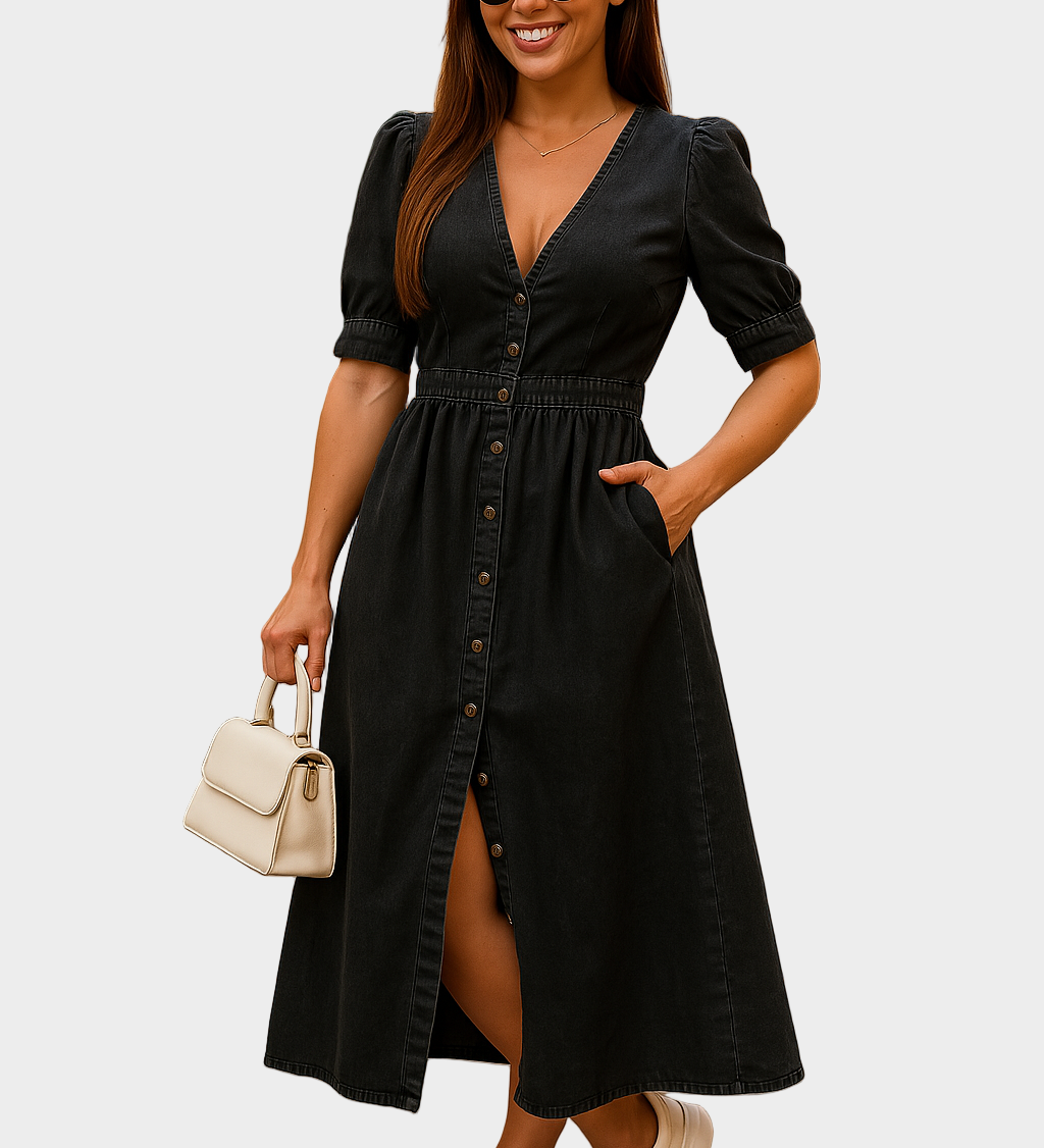 Marta - Vestido de Denim con Botones