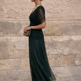 Elegante vestido maxi de fiesta con escote en forma de corazón