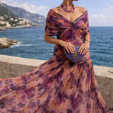 Elegante vestido maxi de fiesta con escote en forma de corazón