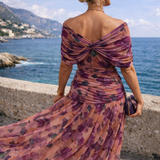 Elegante vestido maxi de fiesta con escote en forma de corazón