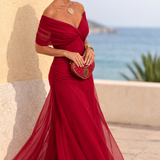 Elegante vestido maxi de fiesta con escote en forma de corazón