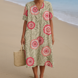 Margarida - Vestido Floral con Diseño de Hojas y Mandala