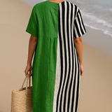 Noémia - Vestido Verde Brillante con Rayas Negras