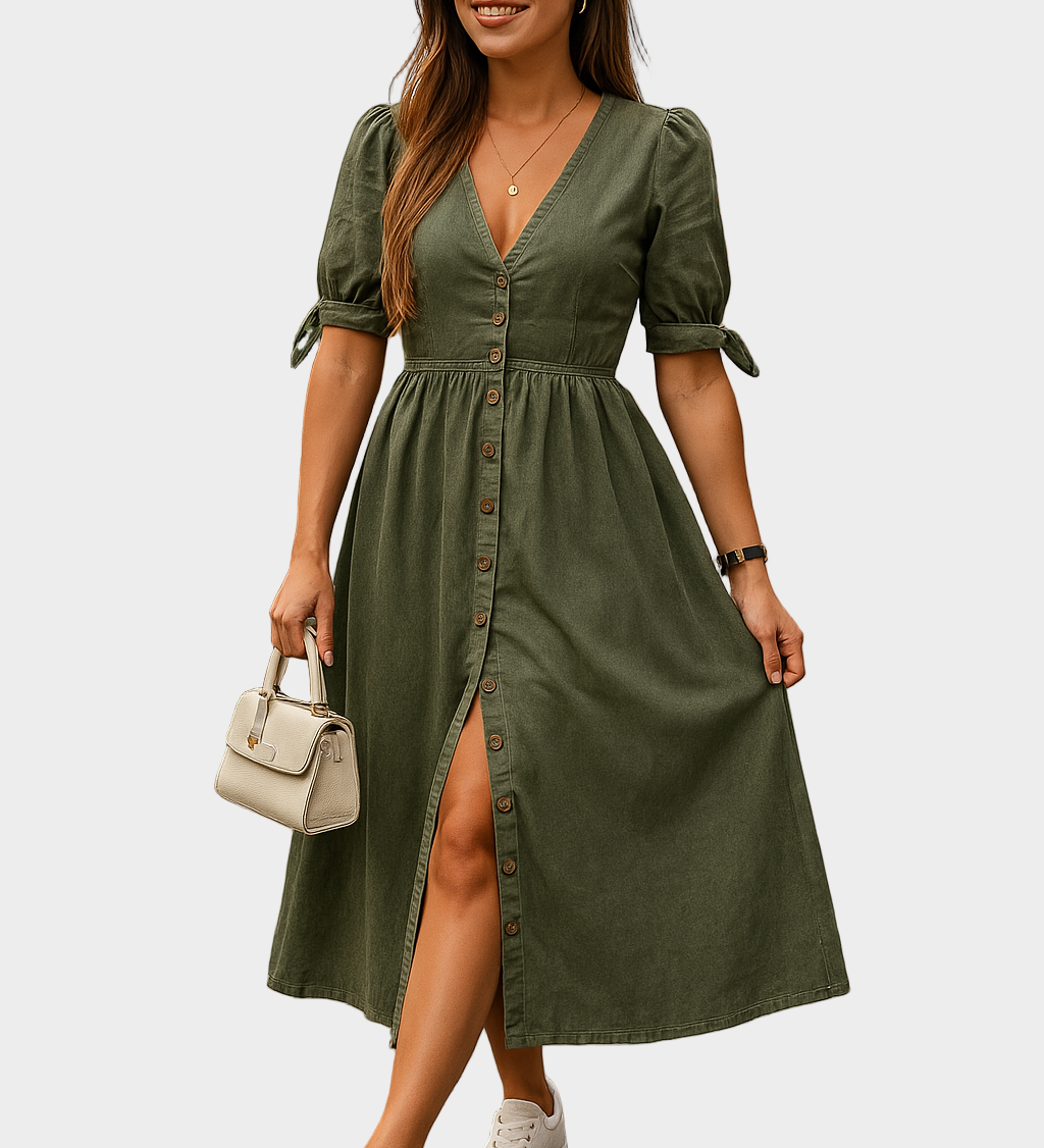 Marta - Vestido de Denim con Botones