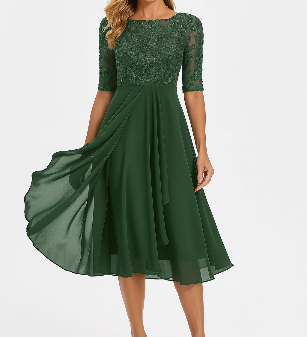 Valentina - Vestido de Encaje con Manga 3/4