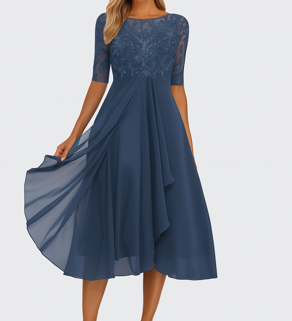 Valentina - Vestido de Encaje con Manga 3/4