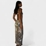 Vestido de Gala Noche - Brillo Plateado