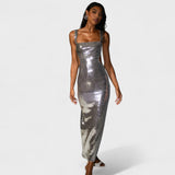 Vestido de Gala Noche - Brillo Plateado