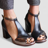 Nadaria - Sandalias negras de tacón alto con punta abierta en diseño patchwork