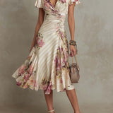 La Chispa | Vestido Floral Drapado Elegante Camille