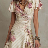 La Chispa | Vestido Floral Drapado Elegante Camille