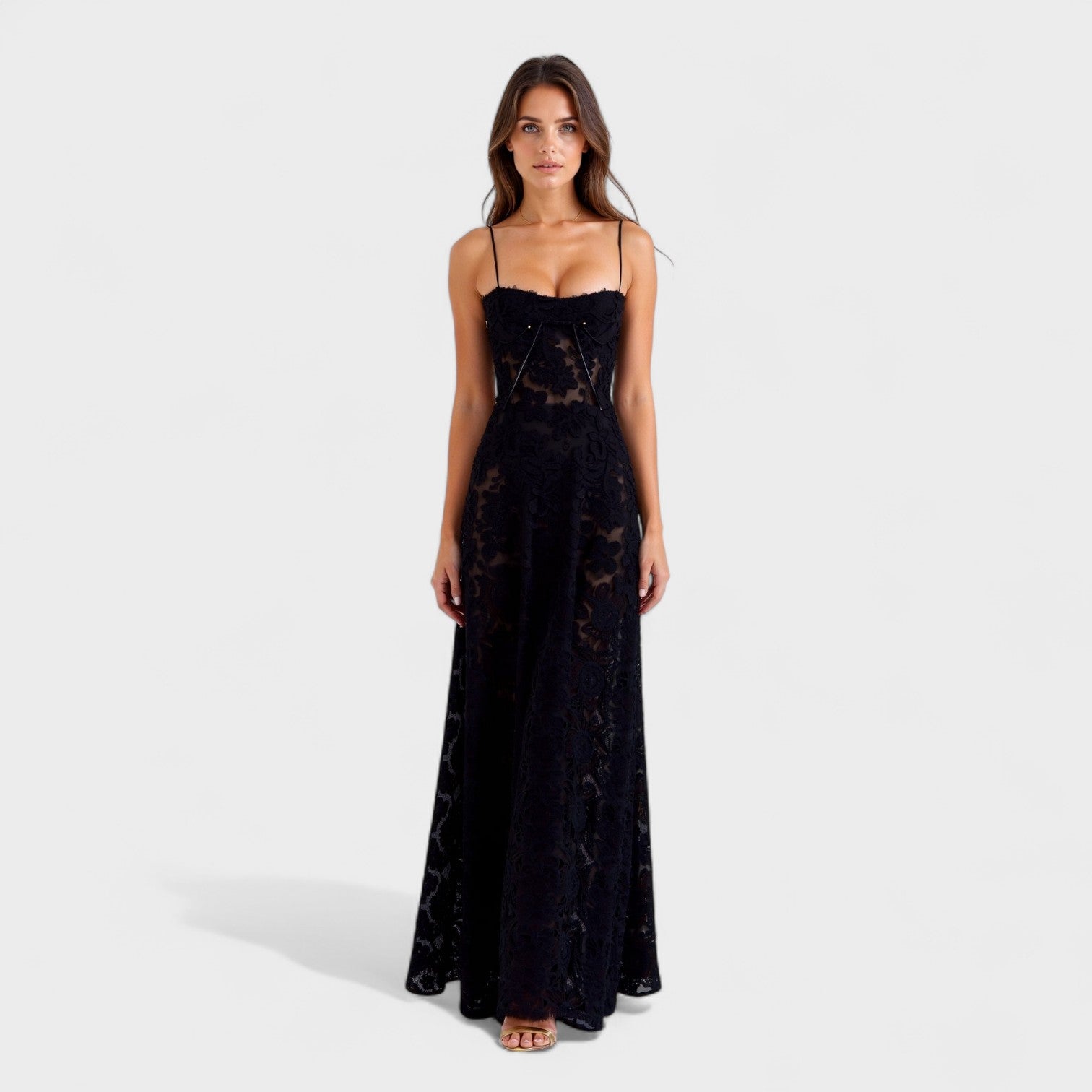 Verona - Vestido Maxi de Encaje con Estampado Floral