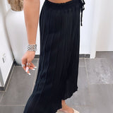 Maia - Pantalones Negros con Pliegues